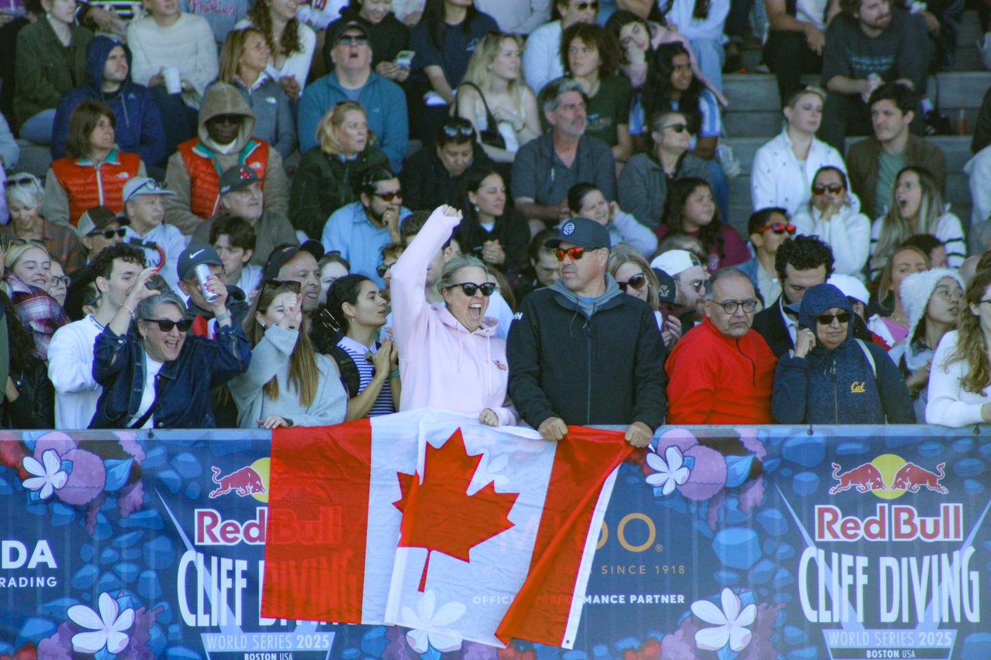Spectators watch Red Bull Cliff Diving at Fan Pier Marina